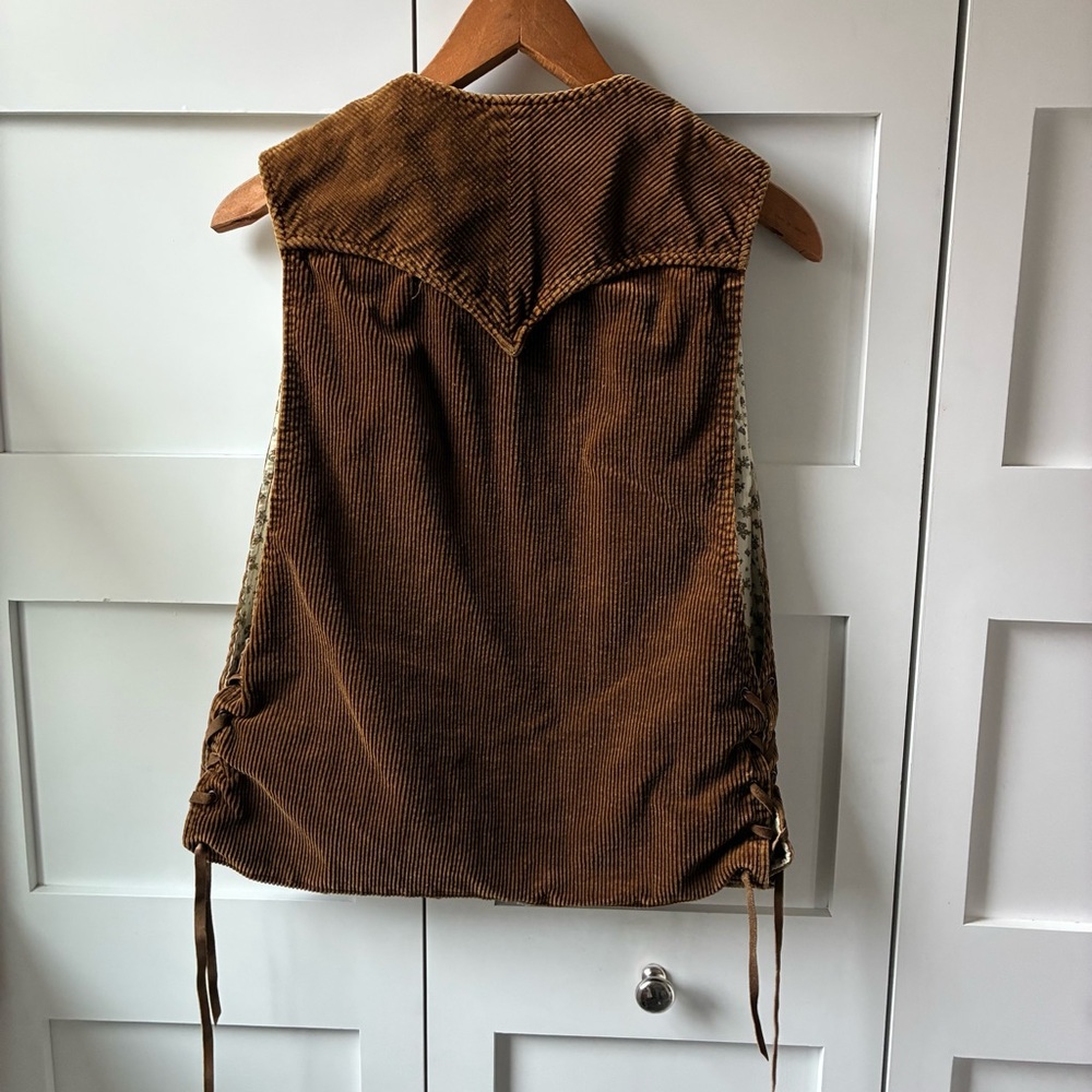 Vintage Pioneer Wear Brown Corduroy Women's Vest Festival Hippie Bohemian - Picture 2 of 8